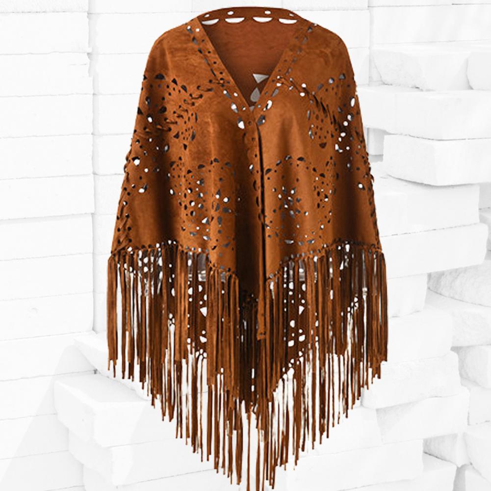 Ethnic Fashion Design - Châle Triangle en Daim pour Femme,
